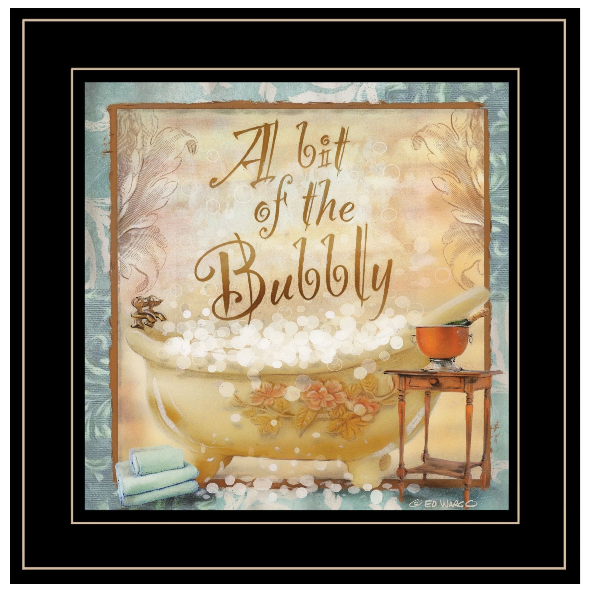 "A Bit of Bubbly" By Ed Wargo, Ready to Hang Framed Print, Black Frame - Rainbowbestdeals