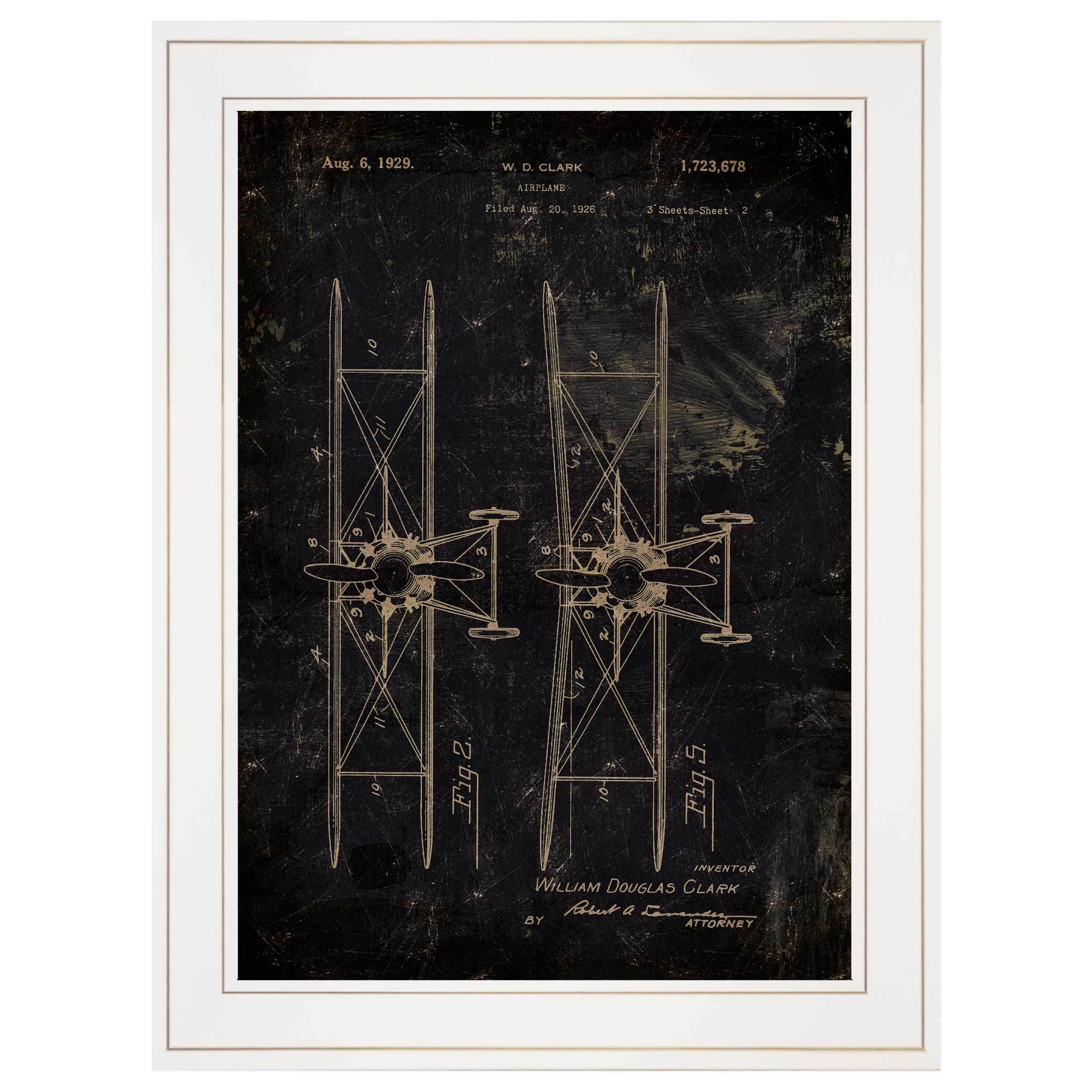 "Airplane Patent I" by Cloverfield & Co, Ready to Hang Framed Print, White Frame - Rainbowbestdeals