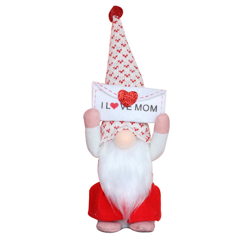 I Love Mom Gnomes Faceless Plush Doll; Mother's Day Gift Doll