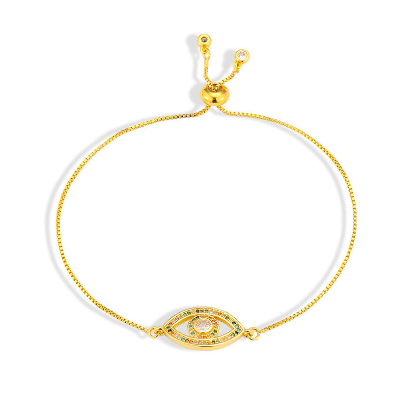 Evil Eye Bracelet for Women Dainty Cubic Zirconia Adjustable Silver/Gold