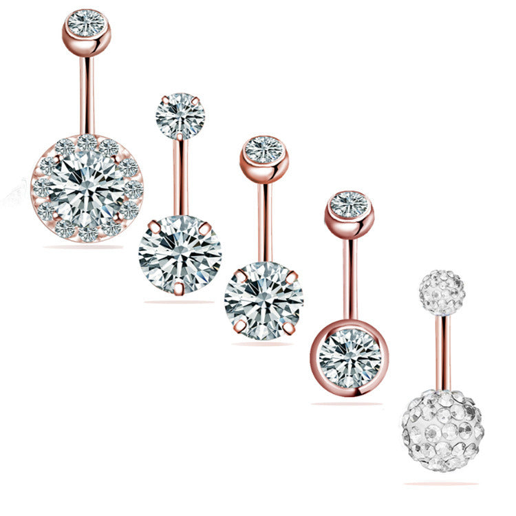 5PCS 14G Stainless Steel Dangle Belly Button Rings for Women