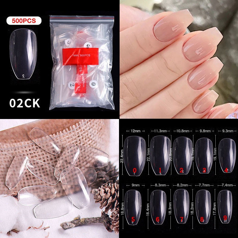 1 Bag 500PCS Artificial Nail Art Tips; Coffin Long Square Stiletto Nail Fake Tips
