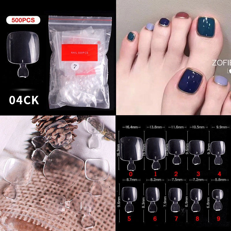 1 Bag 500PCS Artificial Nail Art Tips; Coffin Long Square Stiletto Nail Fake Tips