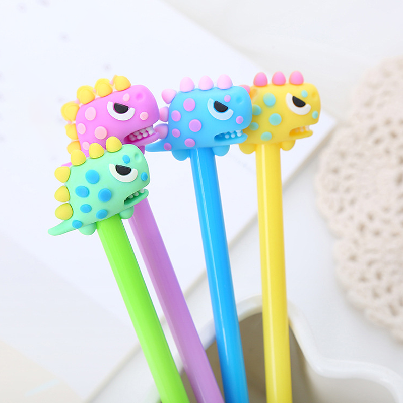1pc/4pcs Creative Cartoon Tyrannosaurus Water Based Signature Pen Neutral Pen Gel Pen Learning Office Stationery 0.5mm Black Refill