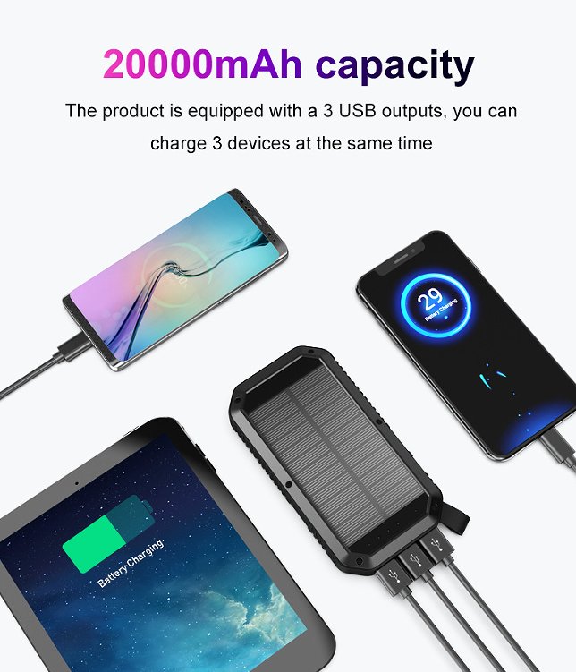 Solar Mobile Phone Charger Solar charger USB Solar charger 20000 mAh Wireless Solar Mobile Charger Solar Charging Adapter; Folding Mobile Phone Mobil