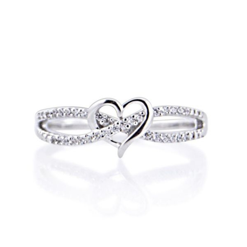 Romantic Hollow Heart Shape Finger Ring Inlaid Shiny Zircon Solitaire Halo Ring For Women Banquet Clothings Decor