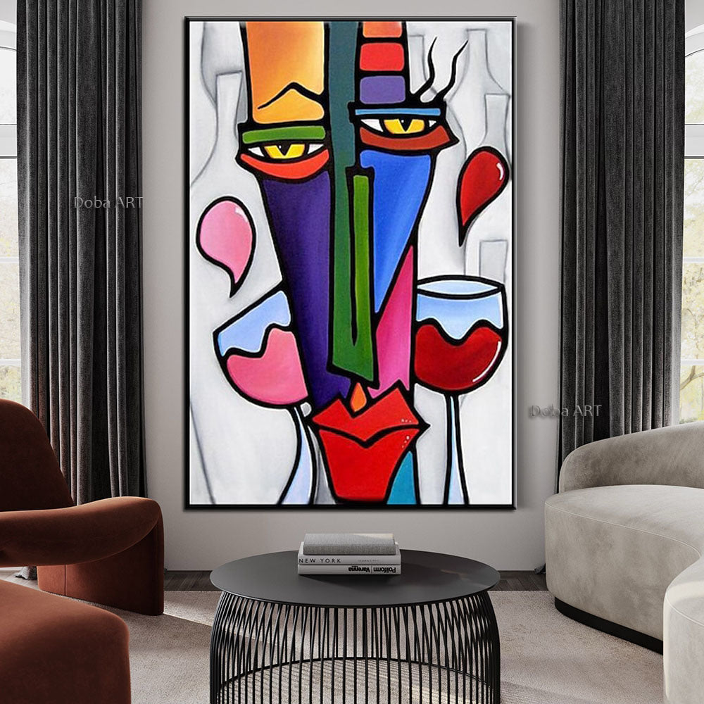 Handmade Picasso Abstract Figures Picture Blending In Face Wall Art Picture Handpainted Canvas Painting Living Room Decoration Home Living Room corridor bedroom luxurious adornment painting