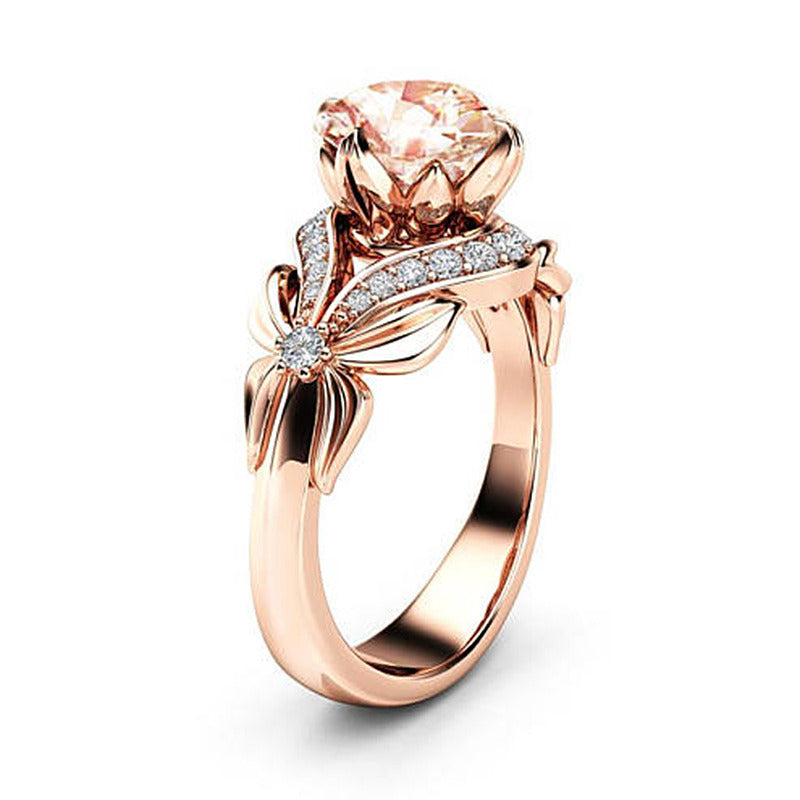 18K Rose Gold Ring Gemstone Wedding Ring for Women pure topaz bague anel Jewelry anillos de Bizuteria Gemstone