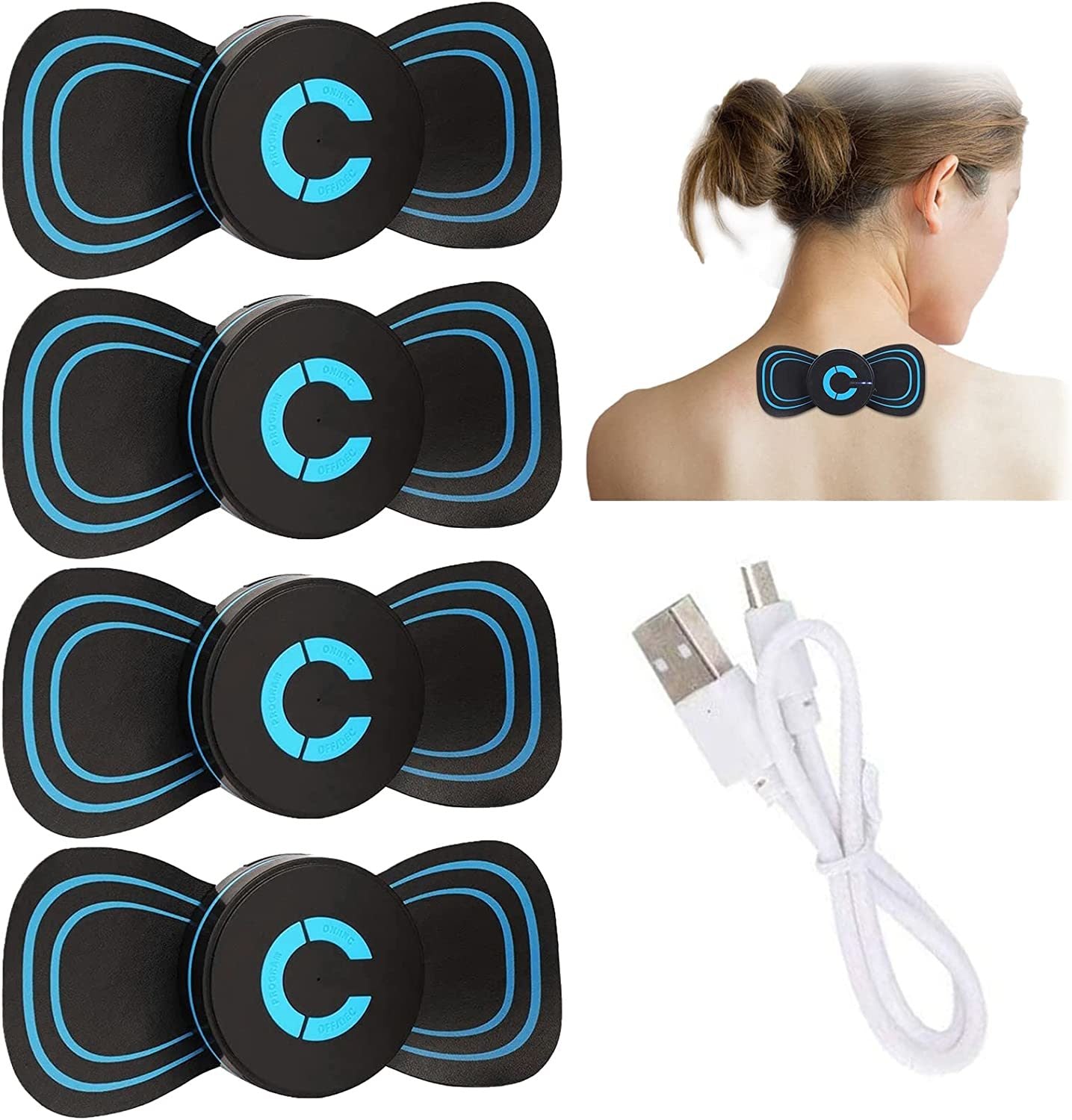 LUNLUN Cervical Spine Massager; Mini Cervical Massager; 6 Modes Adjustable Massager; Portable Neck and Back Massager; Relieve Pressure of Neck Shoulder Back Waist (2PCS)
