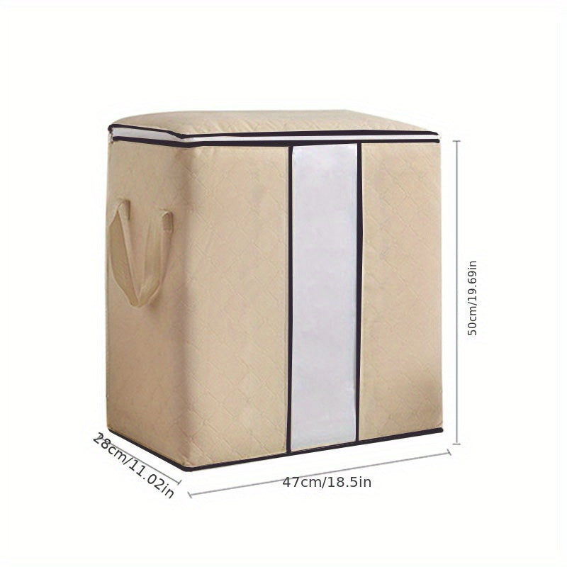 1pc Large Capacity Zipper Visual Quilt Storage Bag; Moisture-proof Storage Cabinet; Clothing Storage Box