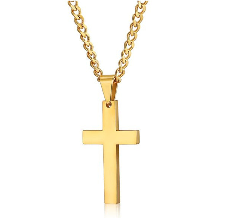 Cross Necklace for Men; Stainless Steel Plain Cross Pendant Necklace for Men