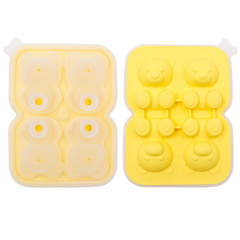 1pc Cute Teddy Bear Ice Cube Making Mold; Splash-proof And Easy To Fall Off; For Refrigerator With Container; Cute Bear Ice Cube Tray; To Make Frozen Cocktail Whiskey Coffee