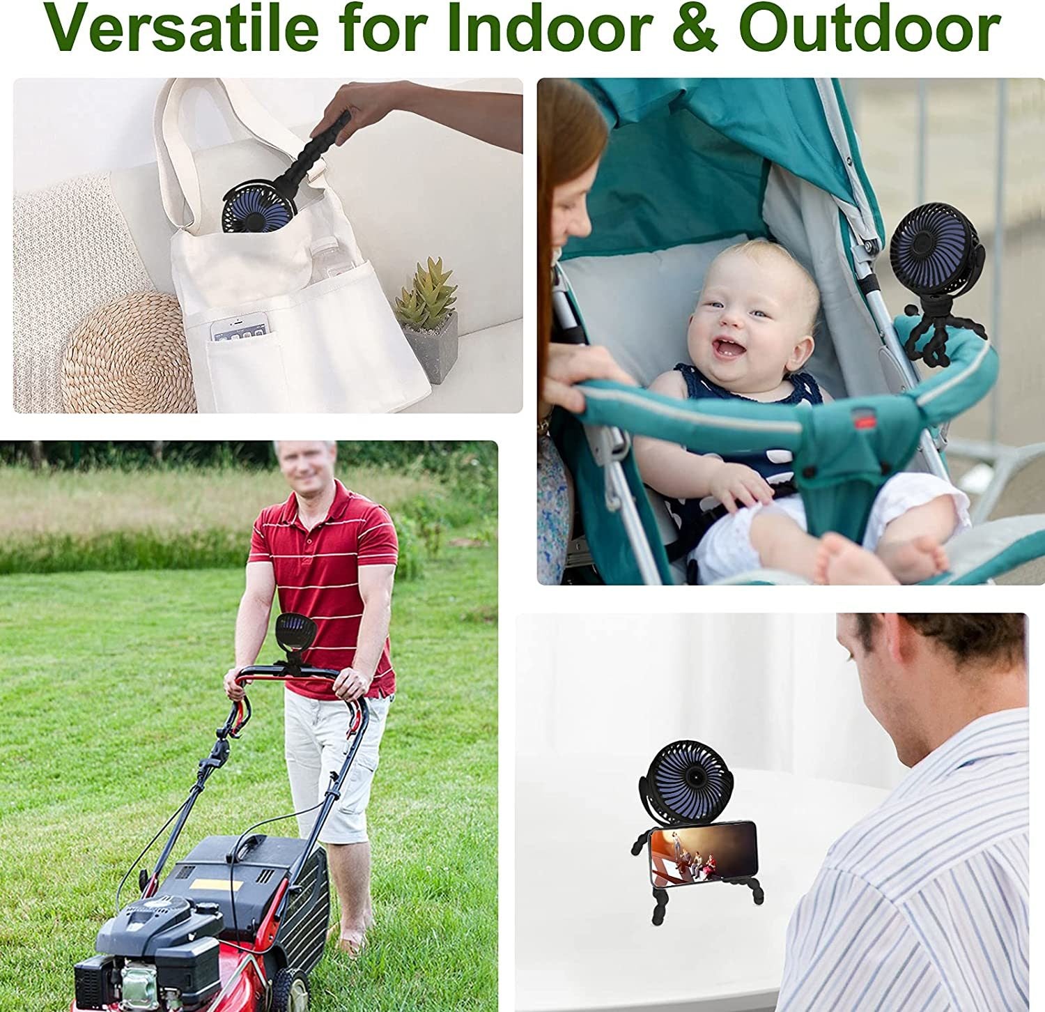 Mini Handheld Stroller Fan Octopus Fan Baby Fan with Flexible Tripod Wrapped on Stroller; Car Seat; Student Bed; Bike USB Rechargeable Fan; Desk Fan f