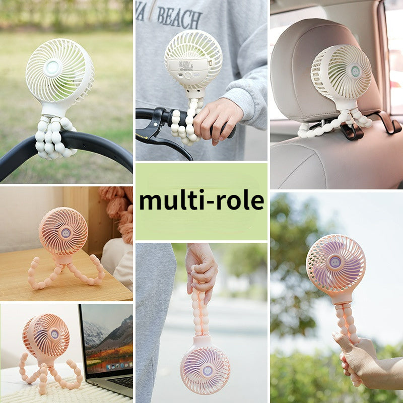 Mini Handheld Stroller Fan Octopus Fan Baby Fan with Flexible Tripod Wrapped on Stroller; Car Seat; Student Bed; Bike USB Rechargeable Fan; Desk Fan f