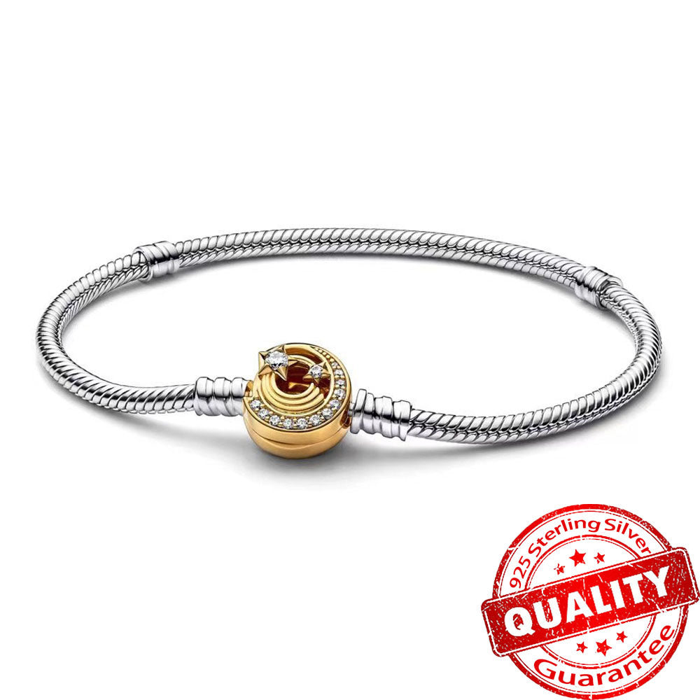Original Sterling Silver 925 Moments Meteor Chain Buckle Snake Bracelet Bangle Charm Bracelet for DIY Silver Jewelry Gifts