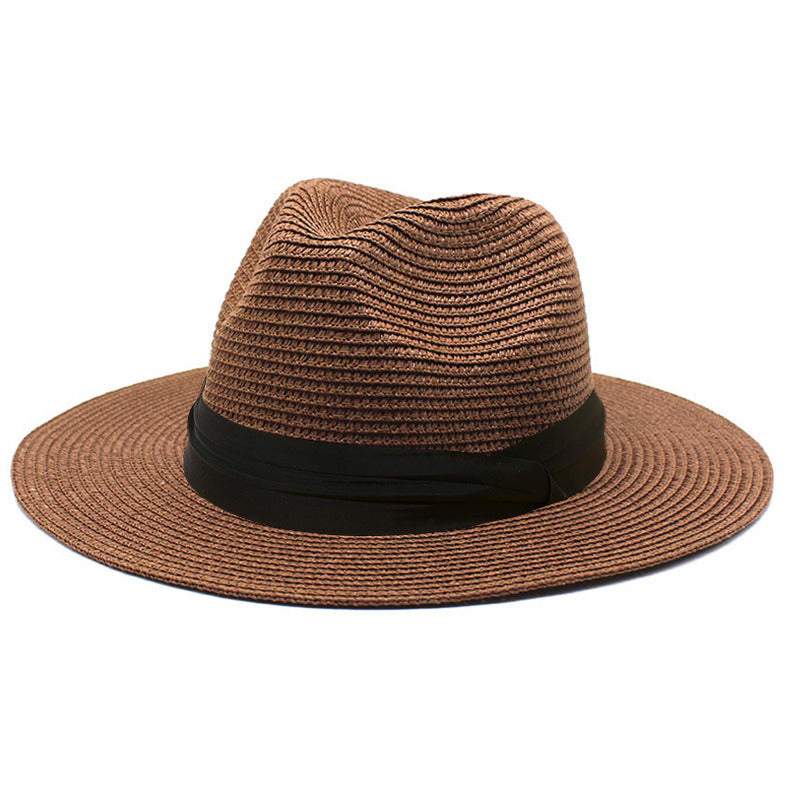 Women Men Wide Brim Straw Panama Roll up Hat Fedora Beach Sun Hat UPF50+