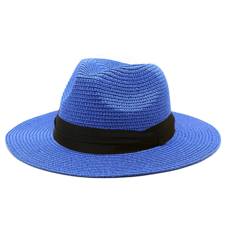 Women Men Wide Brim Straw Panama Roll up Hat Fedora Beach Sun Hat UPF50+