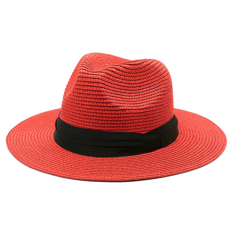 Women Men Wide Brim Straw Panama Roll up Hat Fedora Beach Sun Hat UPF50+