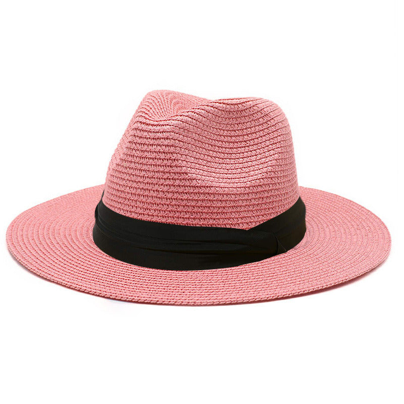 Women Men Wide Brim Straw Panama Roll up Hat Fedora Beach Sun Hat UPF50+