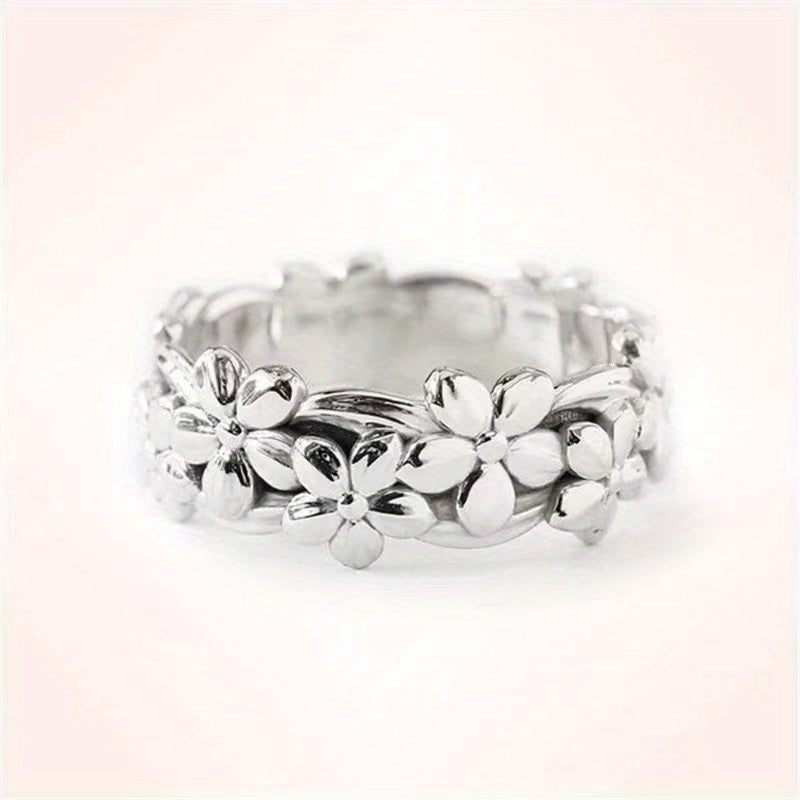1pc Simple Ring With Flower Design For Men And Women