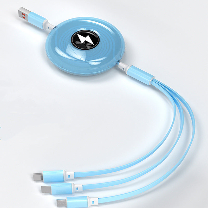 3-In-1 Multi-Head Retractable USB Charging Cable With Micro USB / Type C / Lightning For IPhone Andriod Phone Cable Expansion