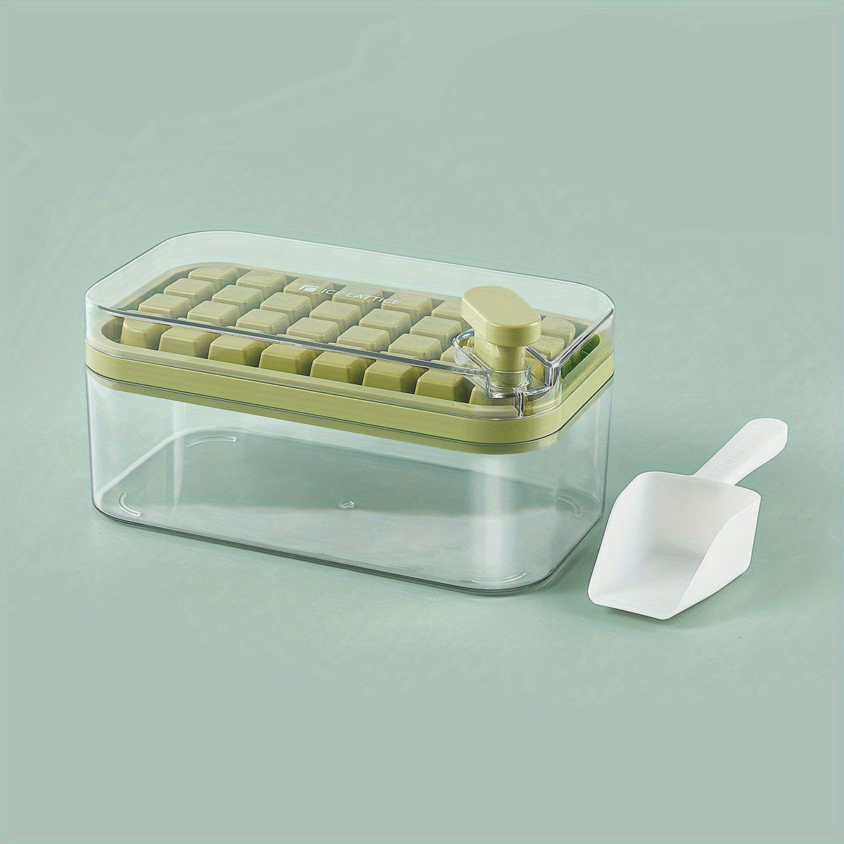 1pc Large Size 32/64 Slots Ice Mold Ice Tray Tray With Lid Ice Delivery Shovel; Creative 2-in-1 Ice Tray Mold And Storage Box One-click For Ice Extraction