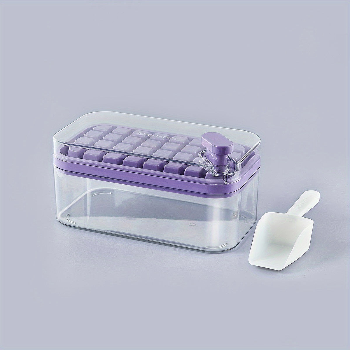 1pc Large Size 32/64 Slots Ice Mold Ice Tray Tray With Lid Ice Delivery Shovel; Creative 2-in-1 Ice Tray Mold And Storage Box One-click For Ice Extraction
