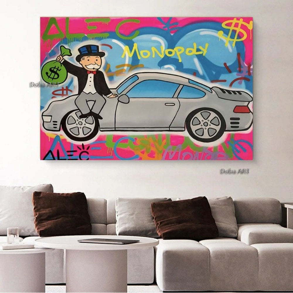 Hand painted Oil painting canvas Monopoly ; Monopoly art; Home decor; wall art; Hand painted; graffiti; pop art Living Room hallway bedroom luxurious decorative painting