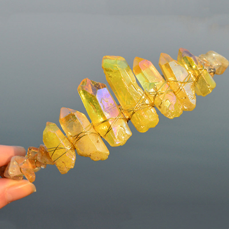 Natural Electroplated Crystal With Natural Crushed Stone Crown