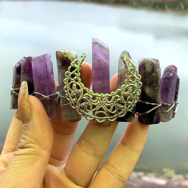 Natural Crystal Rainbow Crown Hair Band