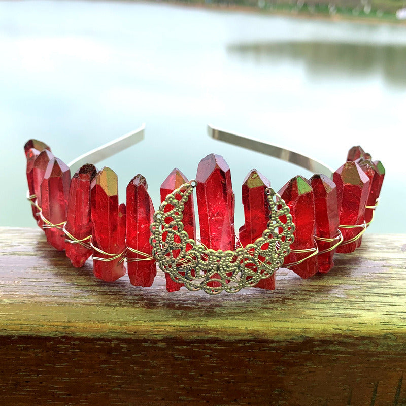 Natural Crystal Rainbow Crown Hair Band