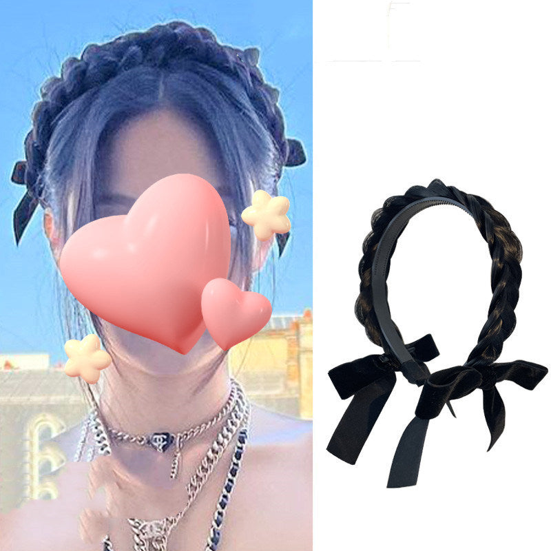 Braided Bow Wig Headband Two-wear