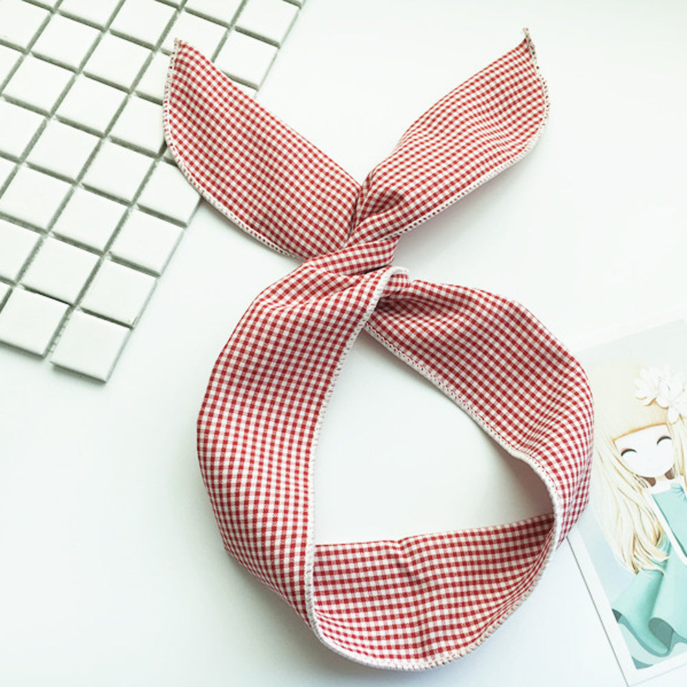 Variety Cute Wire Rabbit Ears Washing Face Hair Band Plaid Fabric Hair Fixer Wide-edged Headband Hair Accessories