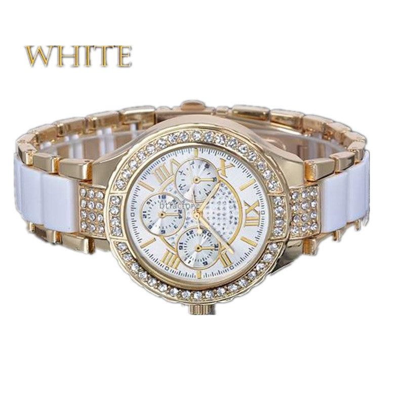 Geneva Alloy Diamond Steel Strap Watch Fashion Women's Quartz Watch