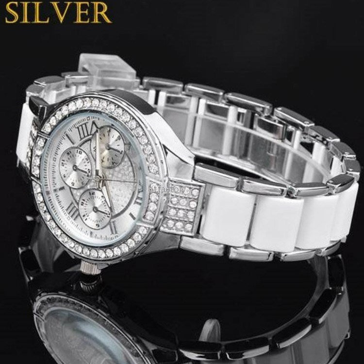 Geneva Alloy Diamond Steel Strap Watch Fashion Women's Quartz Watch