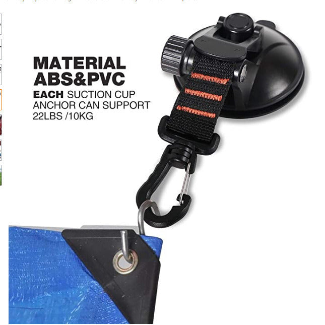 Wilderness car tent suction cups Black suction cups with rope pegs Tent rubber suction cup pendant