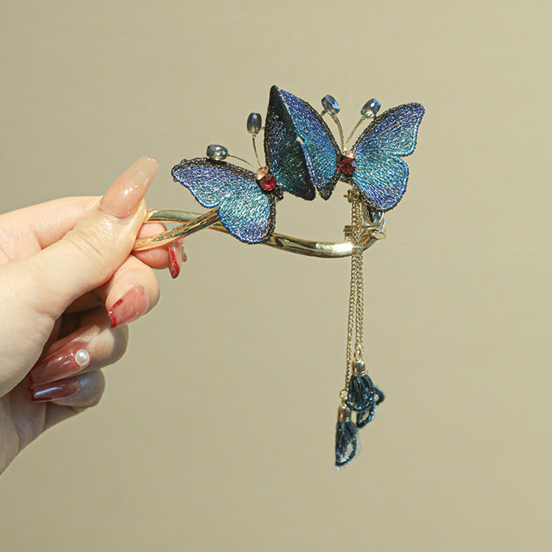 Super Fairy Embroidered Butterfly Hair Clip Temperament Tassel
