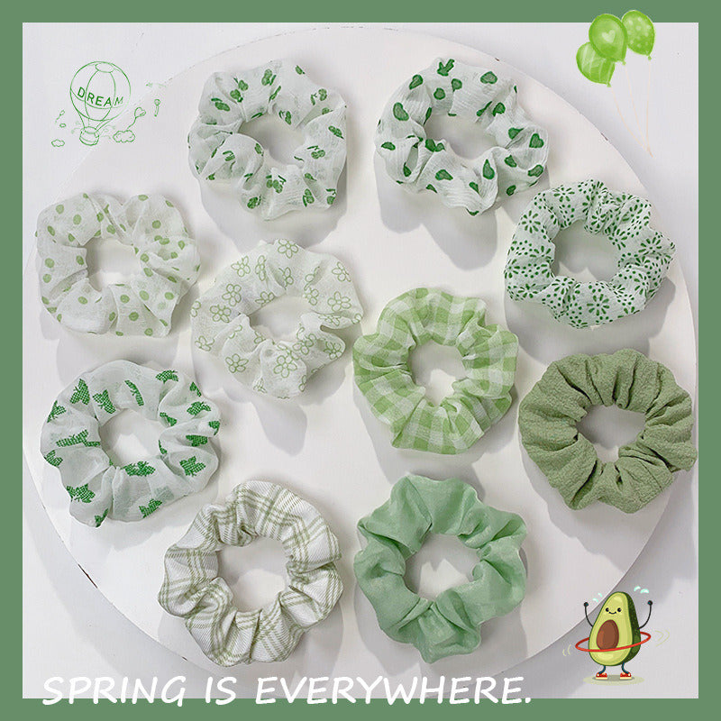 Large Intestine Ring 10 Pieces Set Of Korean Temperament Hair Rope Headdress Female