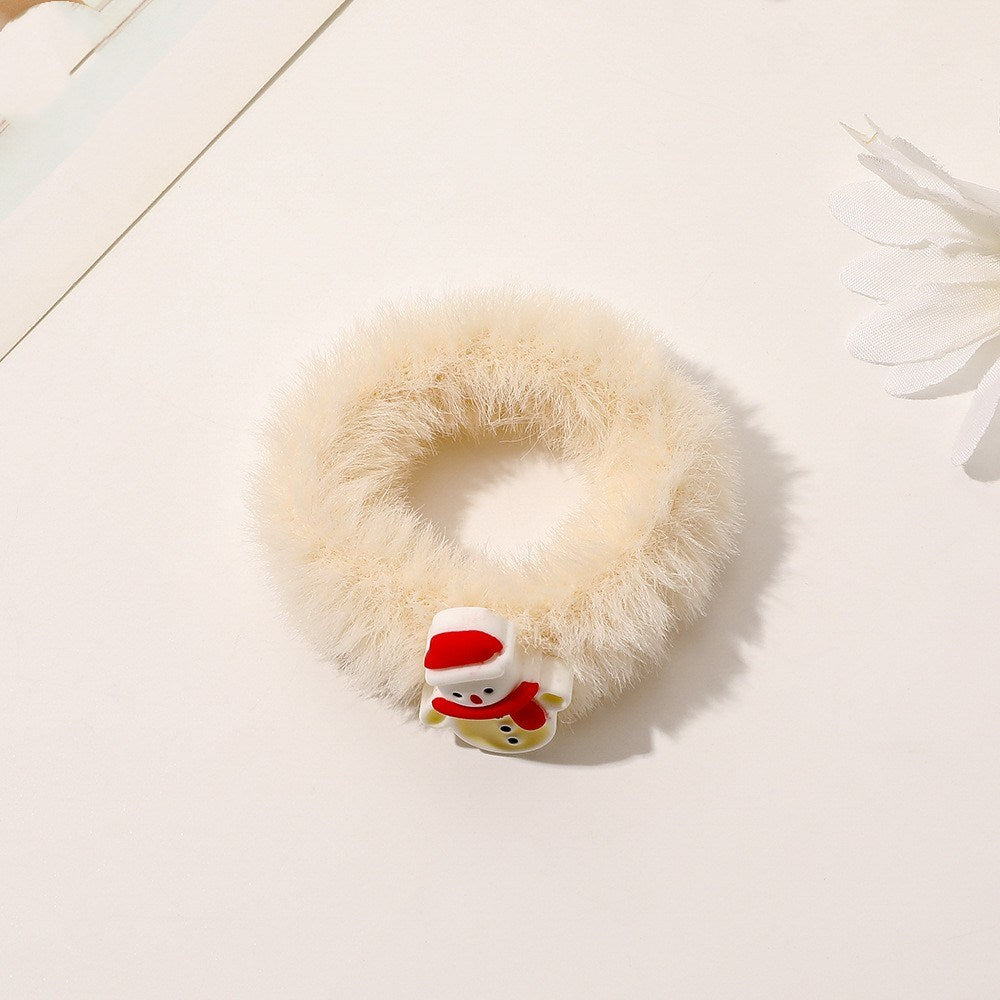 Cute Rabbit Furry Hair Ring Festive Atmosphere