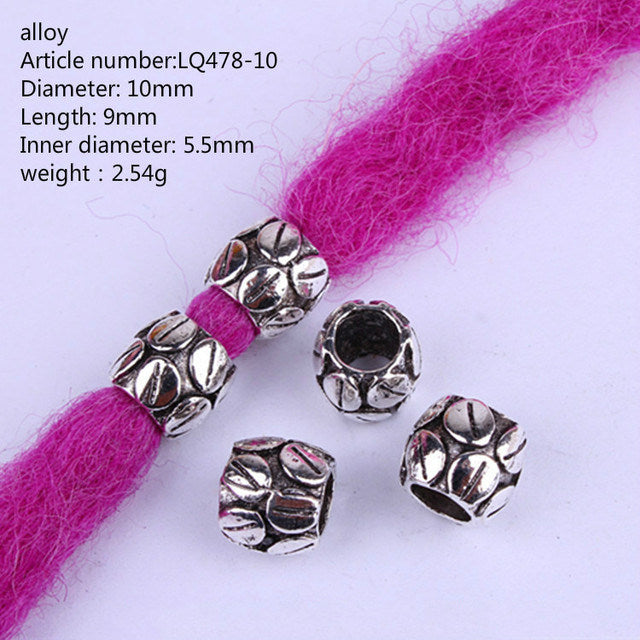 5 Pieces Of Metal Hair Ring Bead Sleeve Pipe Amulet