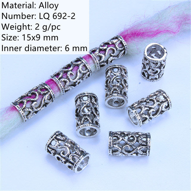 5 Pieces Of Metal Hair Ring Bead Sleeve Pipe Amulet
