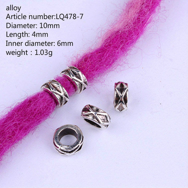 5 Pieces Of Metal Hair Ring Bead Sleeve Pipe Amulet