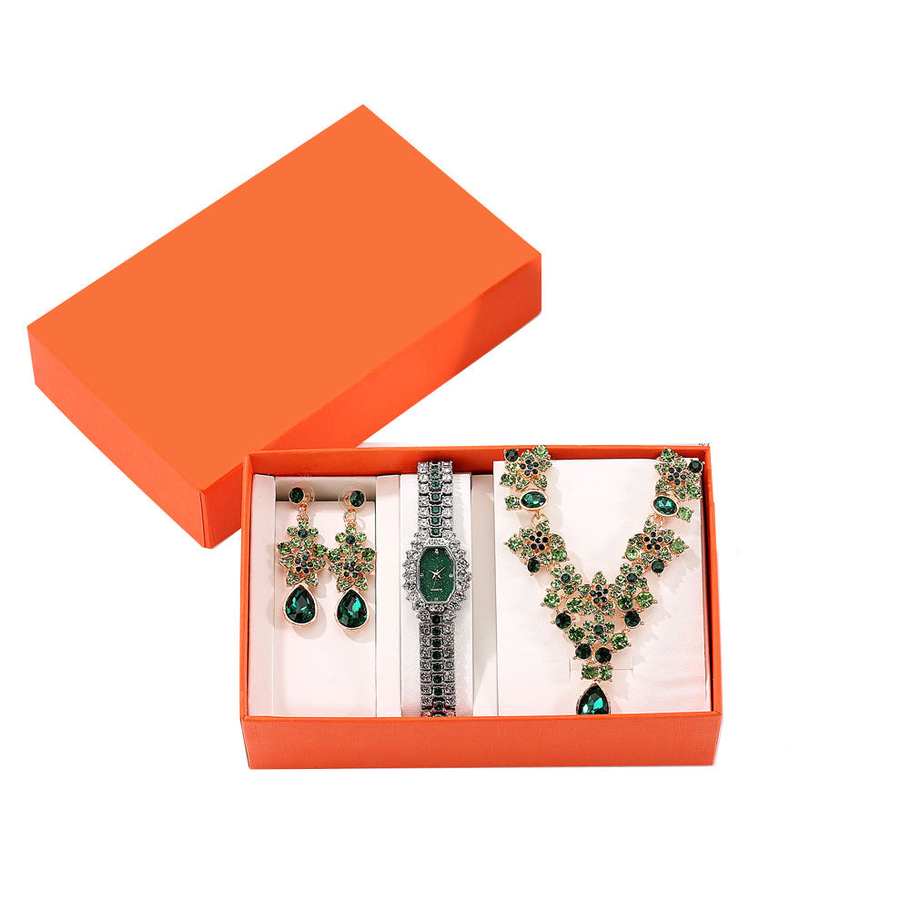 Diamond Steel Band Quartz Watch Roman Bracelet Ring