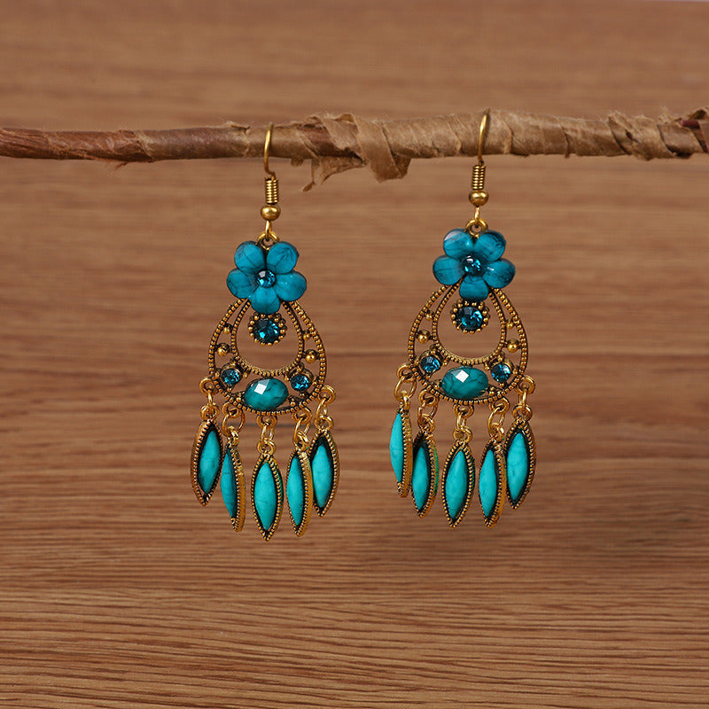 Creative Style Fashion Vintage Alloy Gem Earrings Eardrops