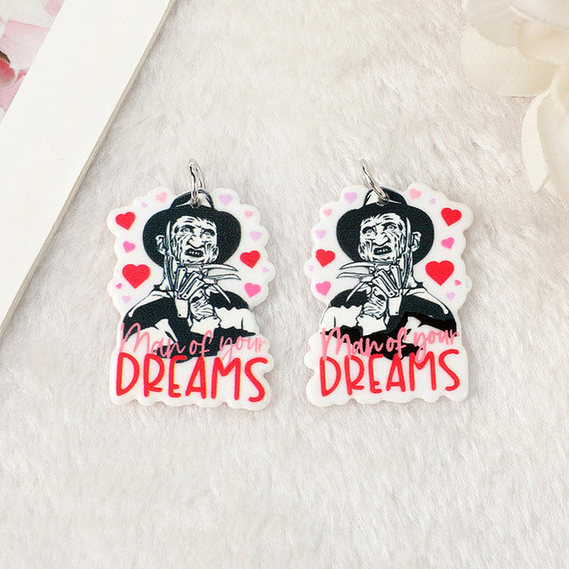 6Pcs Halloween Charms Middle Finger Skull Acrylic Jewlery