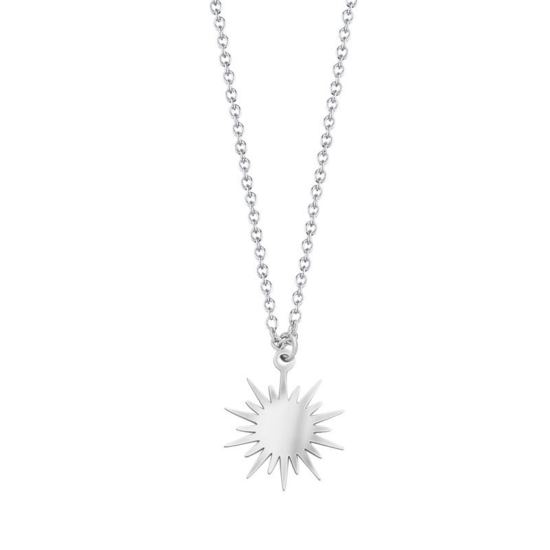 European And American Ins Wind Six-star Sun Stainless Steel Pendant Necklace