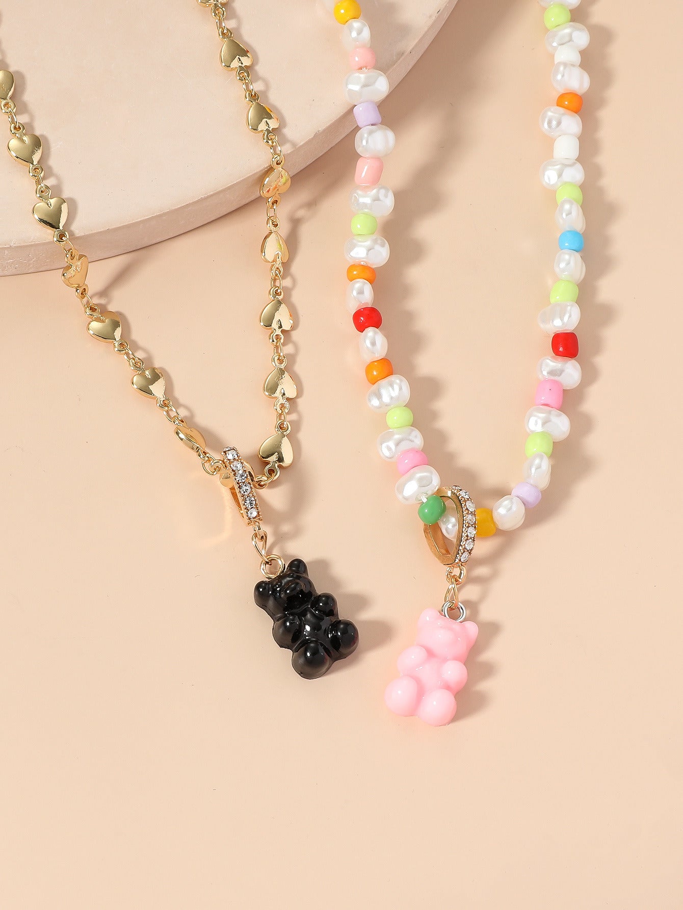 Bohemian Rainbow Wind Necklace Colored Rice Beads Folded Wind Collar Chain