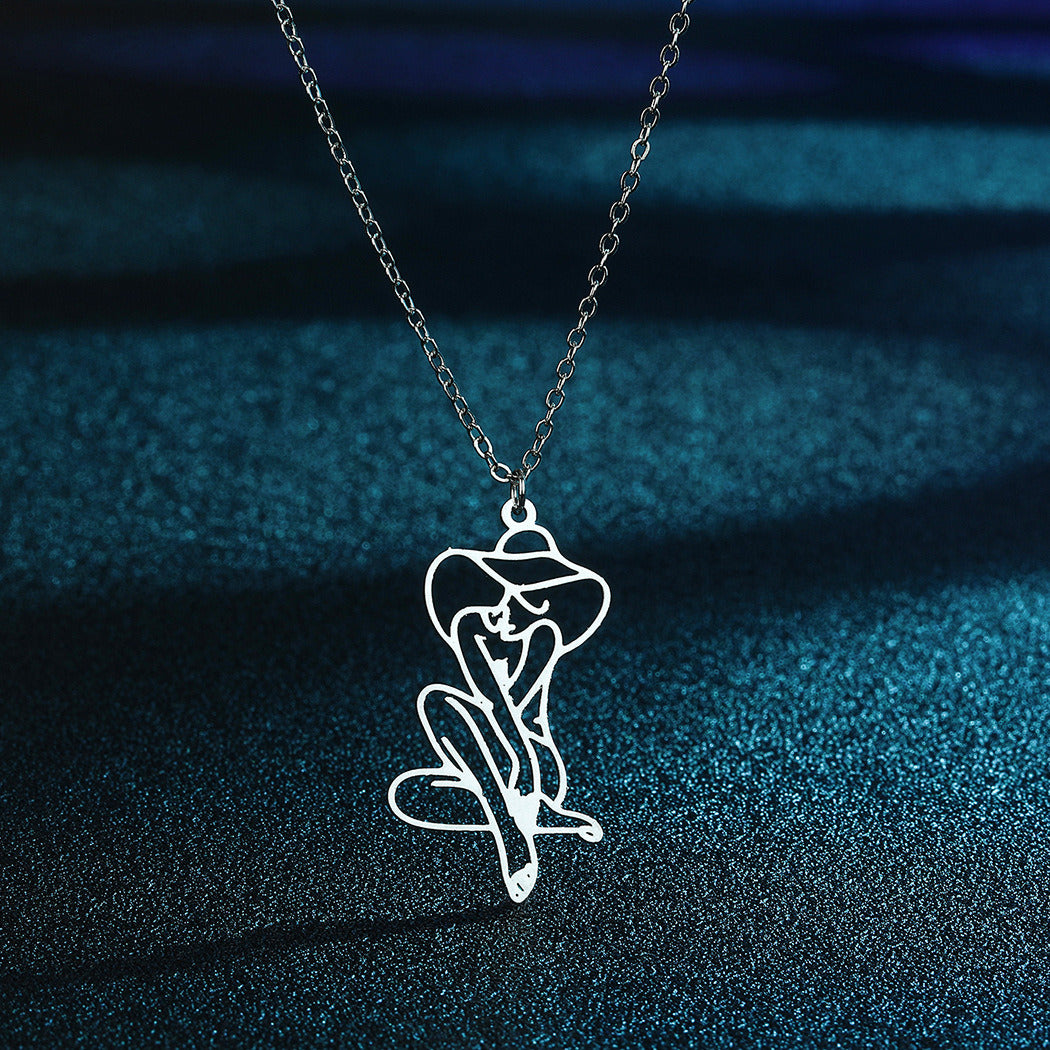 Line Art Pendant Necklace Jewelry