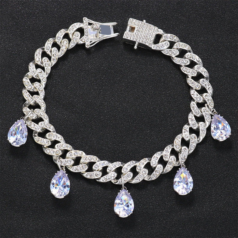 Temperament Water Drop Cuban Foot Chain