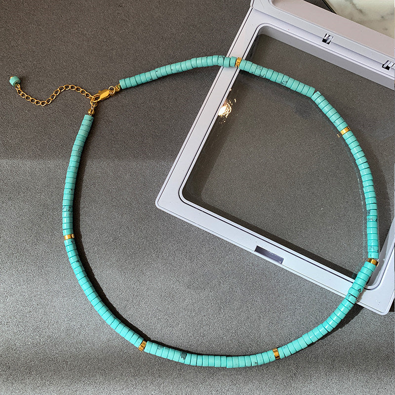 European And American Ins Natural Stone Colored Beaded Necklace Female